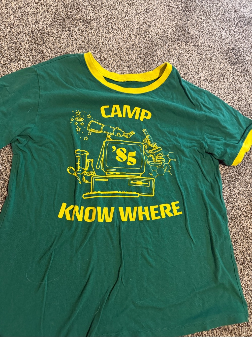 Green & Yellow 'Camp Know Where' Graphic Ringer Tee - Picture 2 of 5